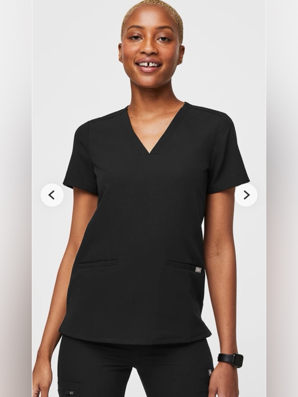 FIGS Casma Three Pocket, Technical Collection Black V-Neck Scrub Top, Size XXL
